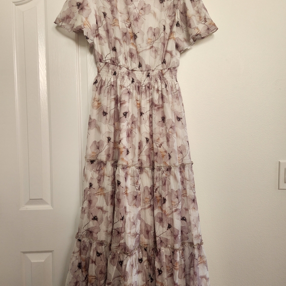 MikaRose Floral Maxi Dress Cream and Purple - Picture 12 of 17